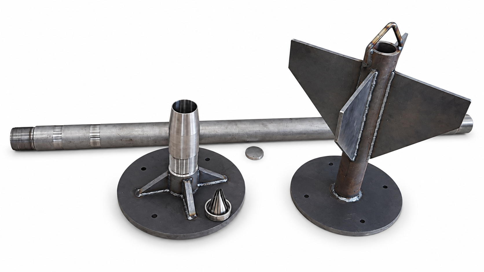 Kordil gravity corer components with stabilizing fins, barrel and core catcher