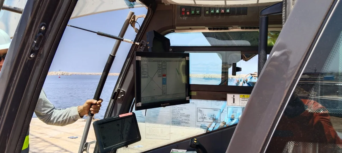 Kordil CPS crane positioning display installed in the operator cabin