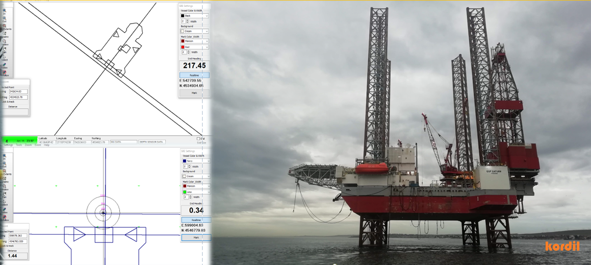 Kordil Navigation Pro positioning software display